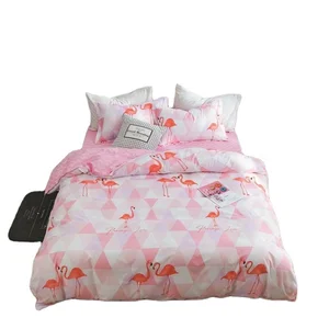 Popular Design Bedding Set Flamingo Pattern Printing Duvet Cover Set Printed Soft Microfiber Polyester