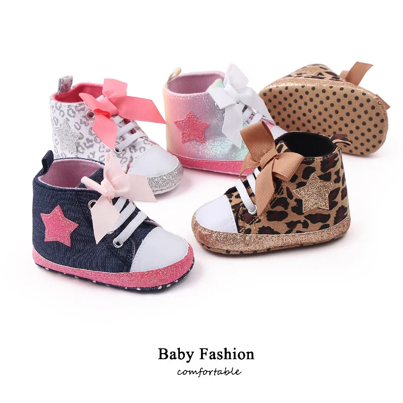 New arrival bow design Glitter Materials bling canvas baby toddler girl shoes 2022