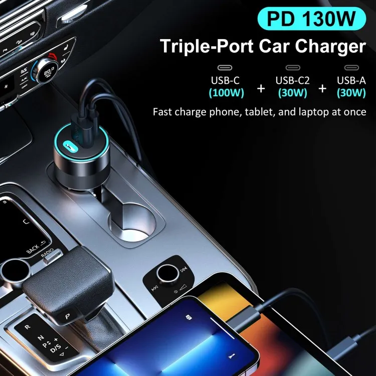 CHOETECH TC0011 130W Dual Type-C Port Car Charger Price in Pakistan | Fonepro