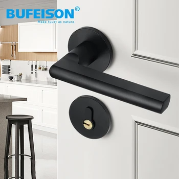 Black New Bedroom Wooden Door Lock Universal Silent Lock Household Split Room Magnetic Suction 58 Lock Body Door