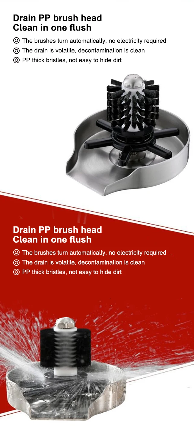 Kitchen Bottle Cleaner High Pressure Spin Stainless Steel Metal Automatic Cup Rinser Washer