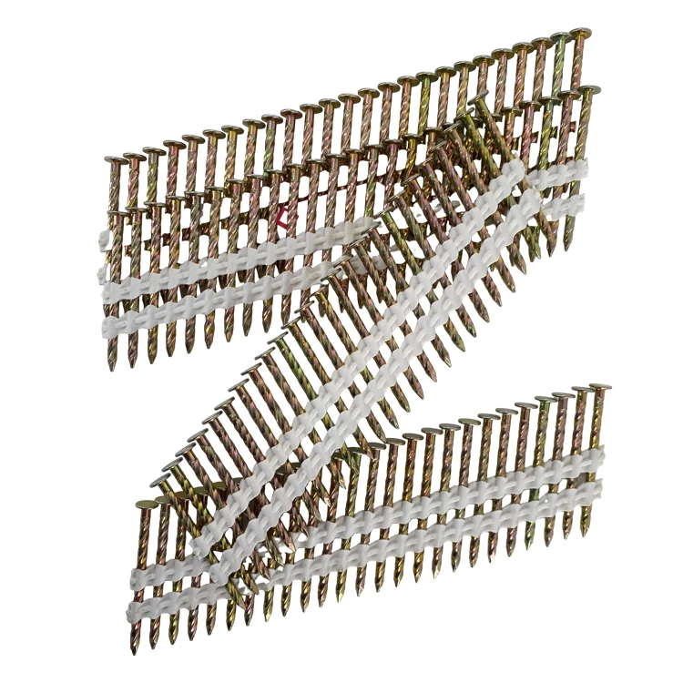 XJP Premium Strength 21-Gram Framing Nails Iron Collated Smooth Spiral Ring Shank Carpenter Approved Plastic Strip Collated