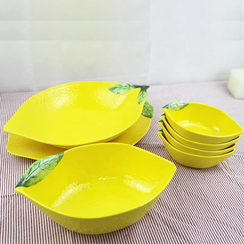 Yellow Cartoon Lemon-Shaped Melamine Dinner Plate Bowl Set Stylish New  Design Kitchen Dinnerware for Home Use