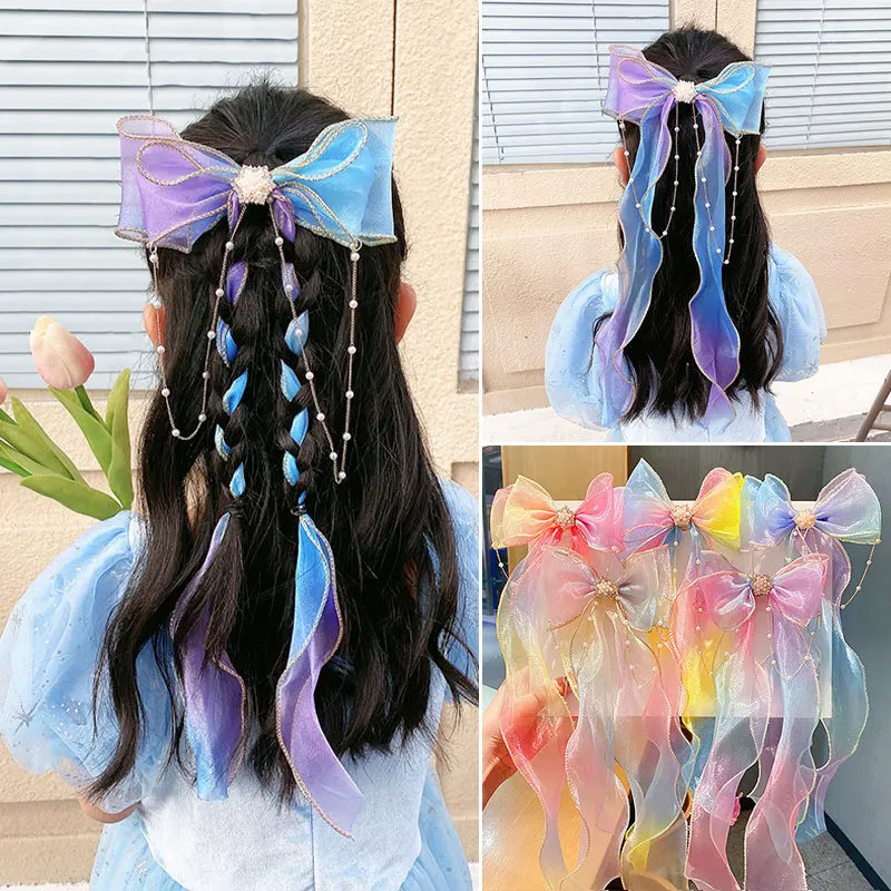 MHJY Fermagli per capelli a forma di unicorno, supporto per fascia arcobaleno, nappe, fiocchi per capelli, organizer per capelli, accessori per
