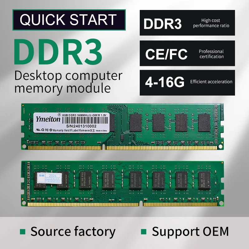 OEM Memoria RAM DDR3 Computer RAMs 8GB Customized Logo PC3 U-DIMM 1600HZ Memory RAM DDR3L 4GB High Quality 4/8GB for Desktop PC
