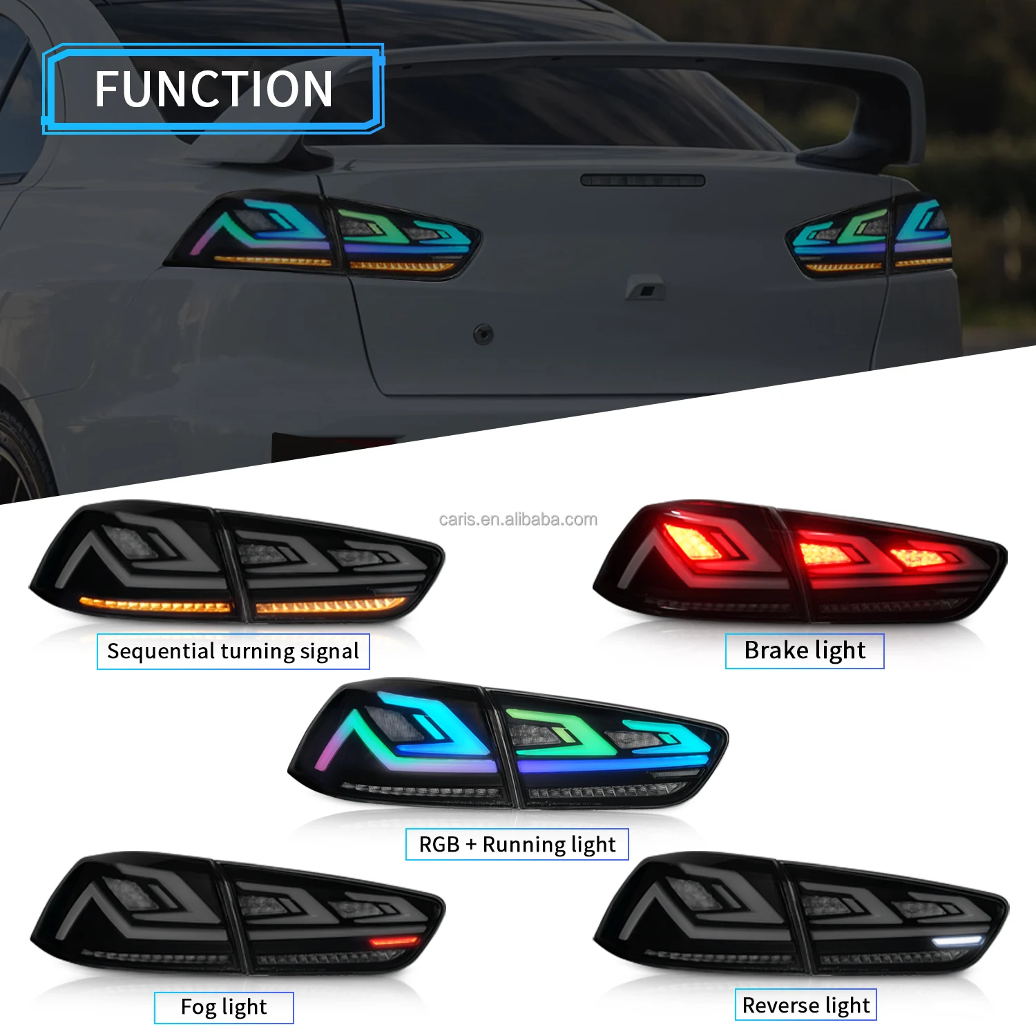 Luz trasera arcaica de diseño RGB para Mitsubishi lancer EVO X, lámpara trasera de alta calidad con señal de giro secuencial, novedad, 2008-2018