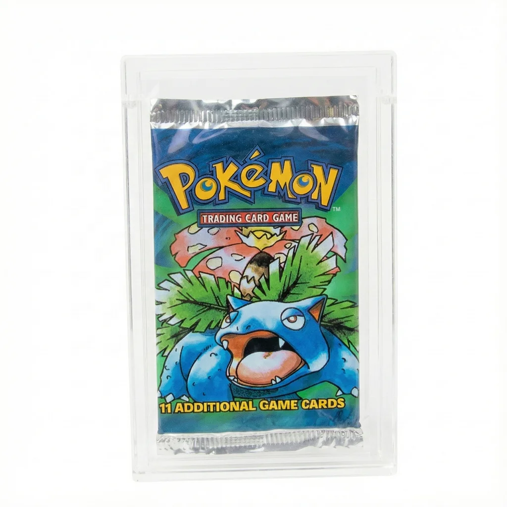 Kotak Display Akrilik Transparan Magnetik untuk Paket Booster Kartu Pokemon TCG, Wadah Pelindung Kokoh, Penyimpanan Khusus dengan Dudukan Penyangga