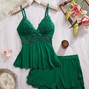 High End Casual Pajamas Solid Color Camisole Shorts Sexy Spicy Girls Fashionable Home Clothes Two-piece Set