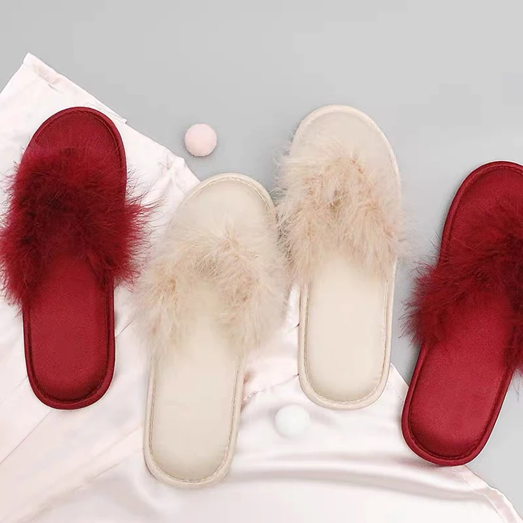 Женские Вьетнамки; Пушистые домашние тапочки из пенопласта с украшением шелковых перьев для подружки невесты; Свадебные женщин