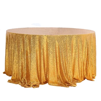 Luxury Glitter Birthday Party Banquet Christmas 72 Table Cloth Linen Cover Overlay 120 Inch Wedding Round Gold Sequin Tablecloth