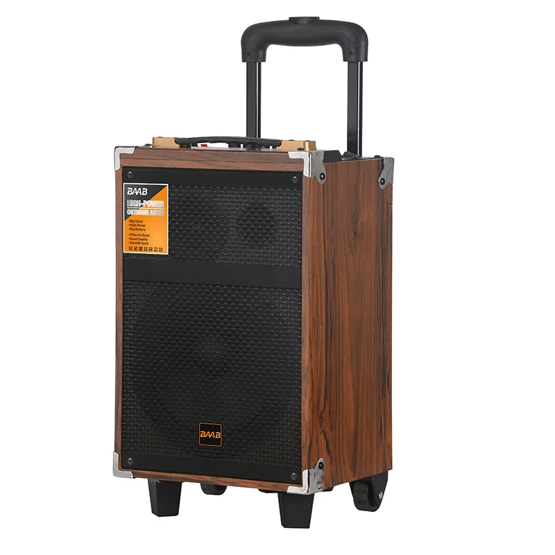 B-Q8 8 inch outdoor wireless wooden supper bass trolley BT speaker ...