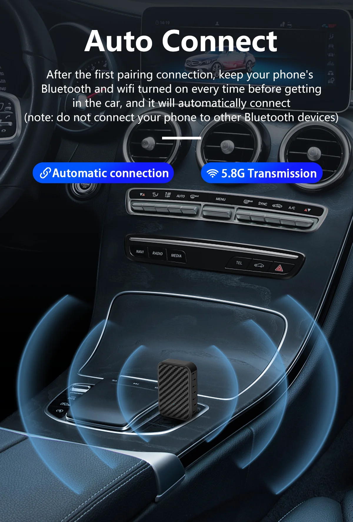 Mini 2 in 1 USB Wired to Wireless Carplay Adapter for Apple Carplay Android Auto Wireless Adapter CarPlay Ai Box - view 5