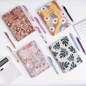 Wholesale Customizable Spiral Bound Notebook Undated Hardcover Diary Journal with PVC Fabric Cover Stationary Daily Supplies