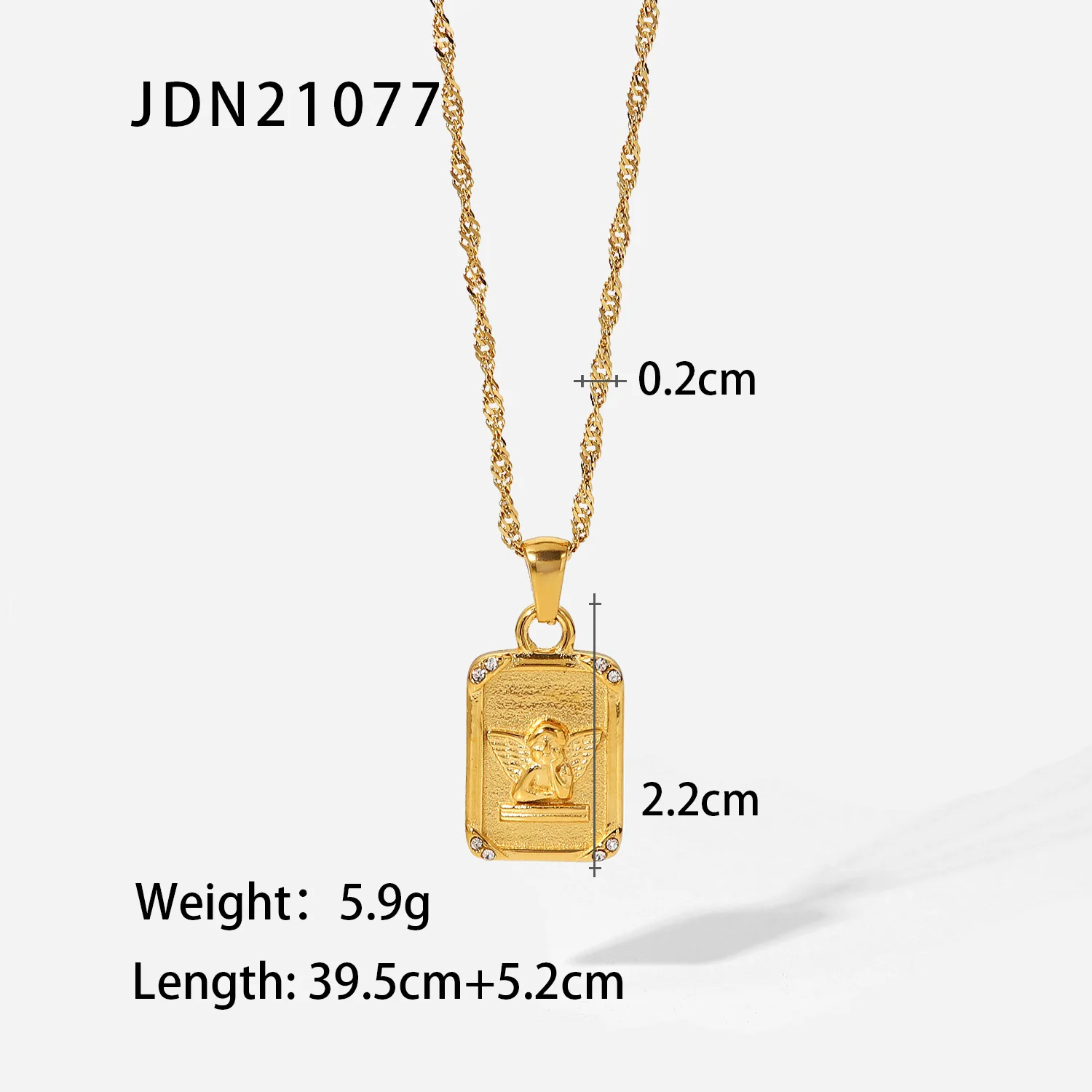 Angel ページ Square Zircon Embossed Angel Pendant Necklace for Women