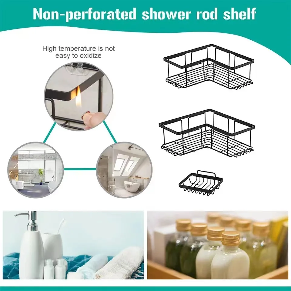 Bathroom Shelf Multifunctional Kitchen Organizer Wall-mounted Toilet Storage Racks Punch-free with Soap Box Bathroom Accessories supplier