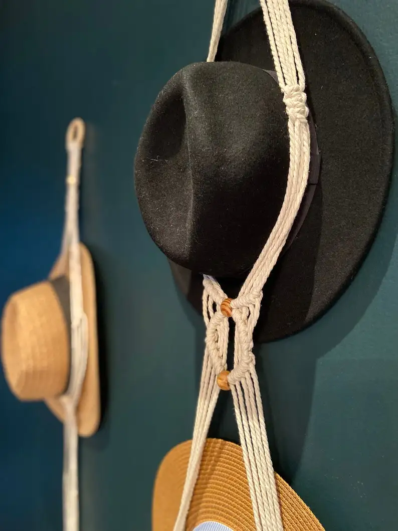 Boho натуральный подарок ручной работы фермерский хлопковый двойной подвесной органайзер макраме держатель для шляпы