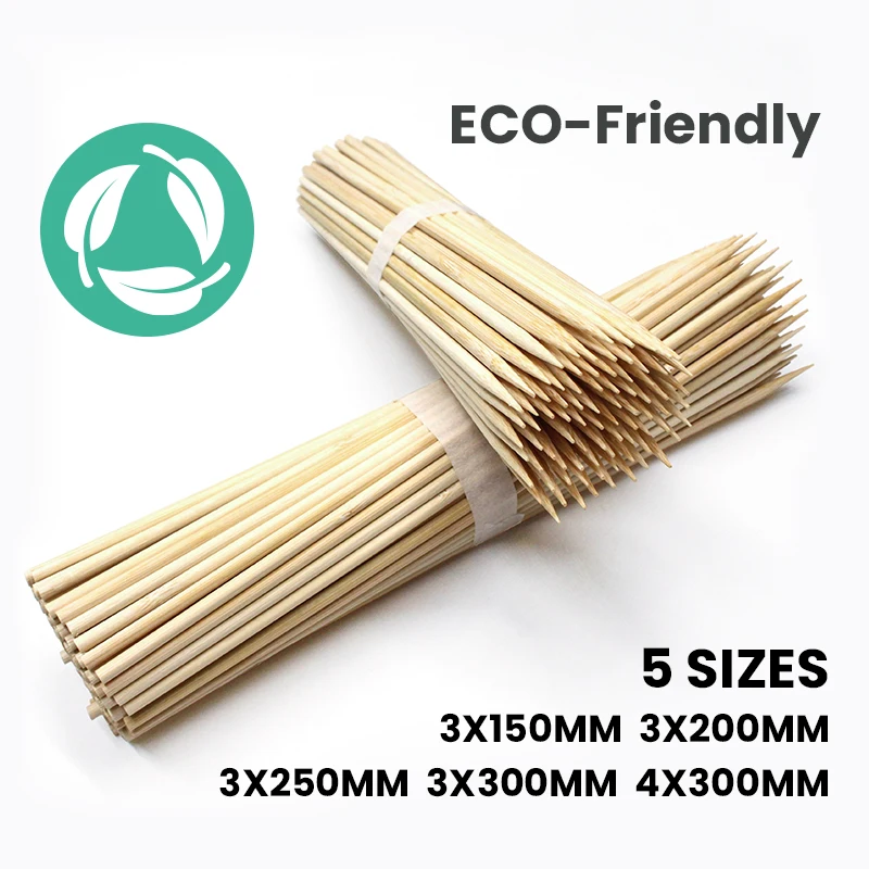 Eco Friendly Biodegradable Round Kebab Bbq Bamboo Sticks Bamboo Skewer