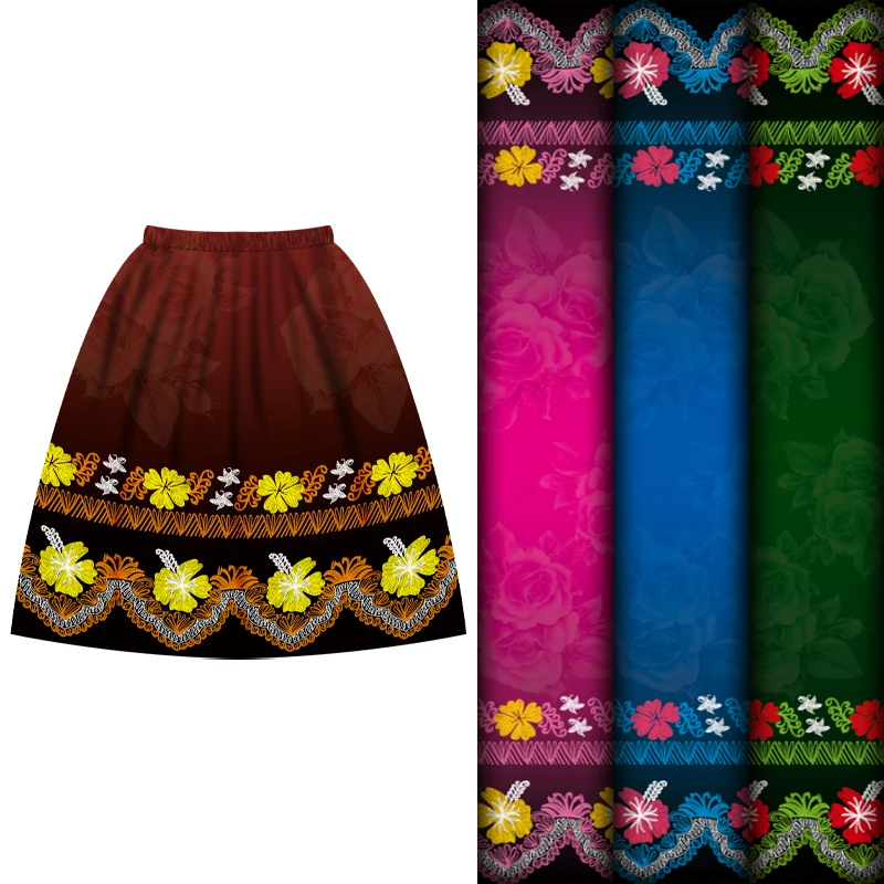 Henry пользовательский дизайн ткани фиолетовый и красный полинезийский Стиль Полиэфирная Ткань с принтом для юбки Guam