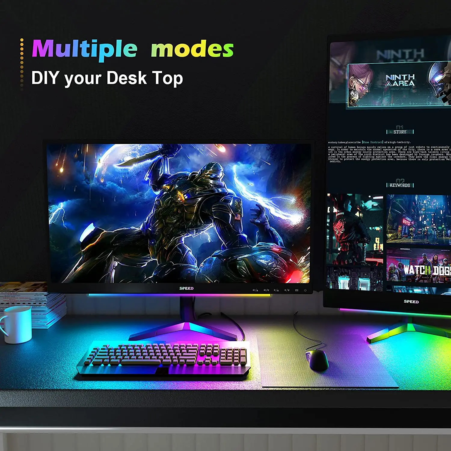Smart Ambiance Backlights Under Computer Monitor Led Gaming RGB Light Bar for Desk Top TV Screen Lighting Decoration