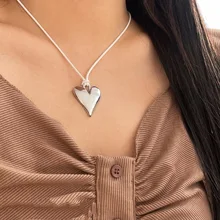 Domed Casted Heart Charm Trendy Y2K Girl's Necklace Little Girl's Jewelry Alloy Material for Couples
