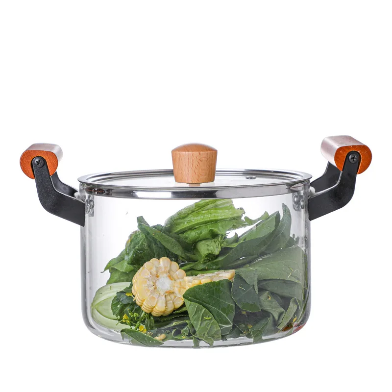 High Borosilicate Glass Cooking Pots In Glass To Cook Glass Pan With Wooden  Handle - Buy High Borosilicate Glass Cooking Pots In Glass To Cook Glass Pan  With Wooden Handle Product on