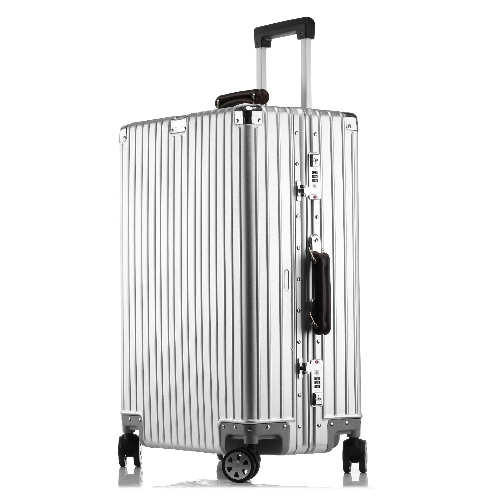 All Aluminum 24 Inch Spinner Wheels Waterproof Anti-Theft Trolley Case Luggage Bag International Customs Lock for Leisure