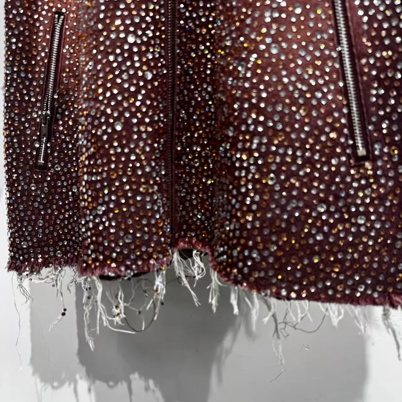 SALATI Custom Men's Acid-washed Zipper up Shirt Allover Shiny Rhinestones Streetwear Oversized Baggy Men Zip up Cotton Shirt gallery 3