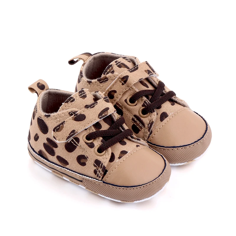 New Arrival Star Dot Canvas Baby Sneakers Shoes Lace up Walking Shoes Soft Sole Slip on House Slippers factory