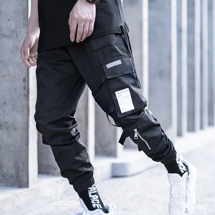 black cargo track pants