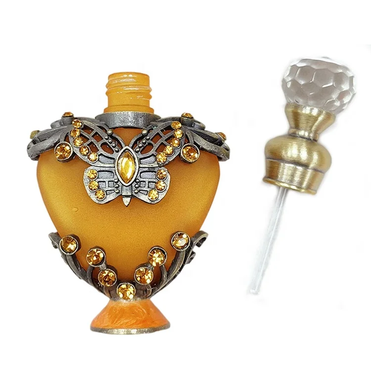 10ml Unique Arabic Style Metal Essential Oil Attar Perfume Glass Bottles with Glass Stick