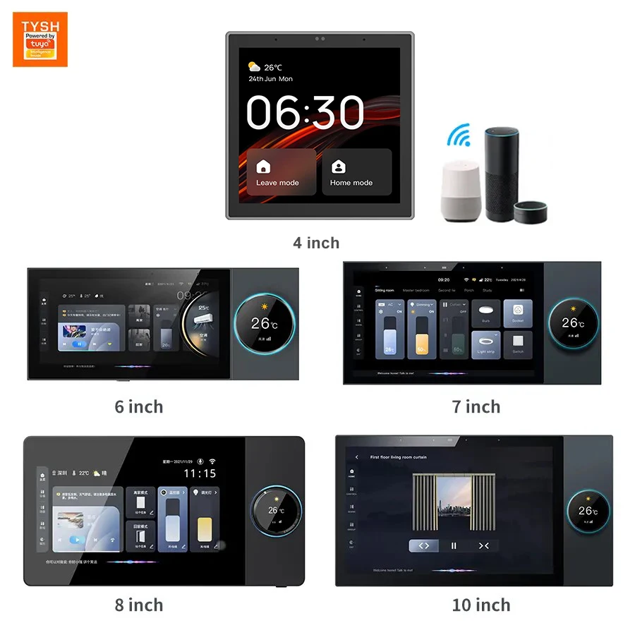 TYSH 4 Inches Alexa Voice Control Tuya Smart Home Control Panel Automation Gateway Scene Switch Panel All in One Control Panel