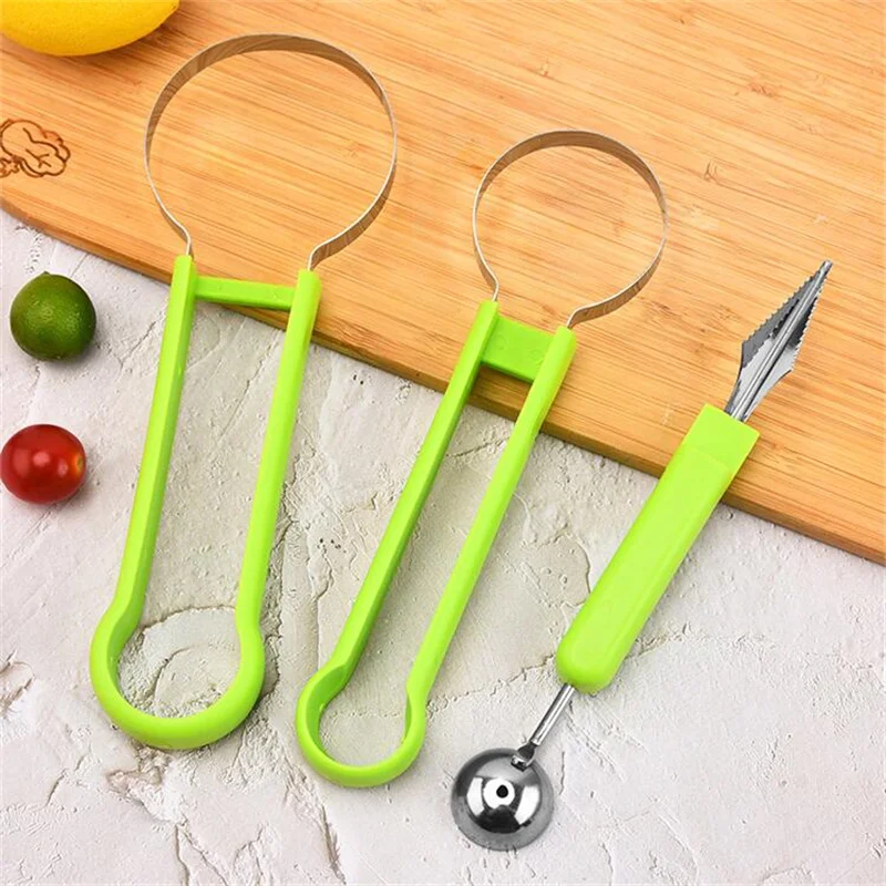 3 In 1 Fruit Carving Tool Set With Watermelon Ball Scoop Apple Corer