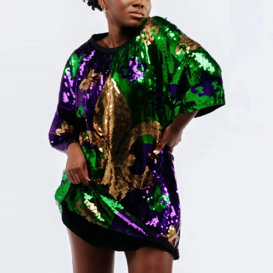 mardi gras t shirt dress Mardi Gras Stripe T-Shirt Dress