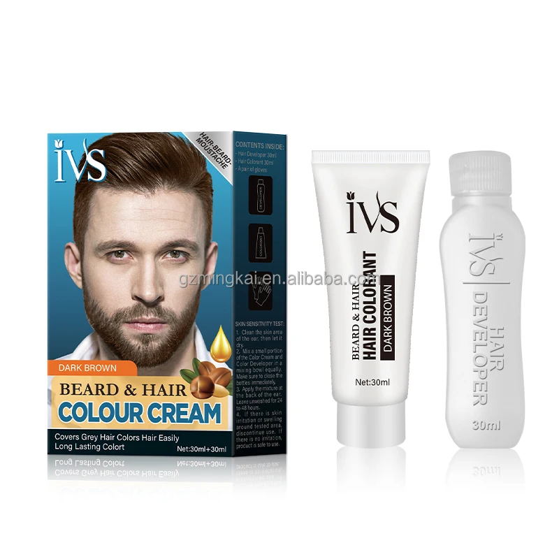 OEM 2 in 1 Natural Non Allergic Just for Men IVS Hair and Beard Semi Permanent Hair Dye Cream