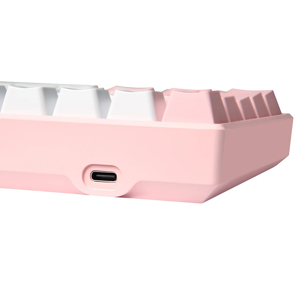 Factory Custom Keyboard ABS Doubleshot Transparent Spanish Keycaps 61 Keys Rgb pink Game Mechanical Keyboard with pink Cover