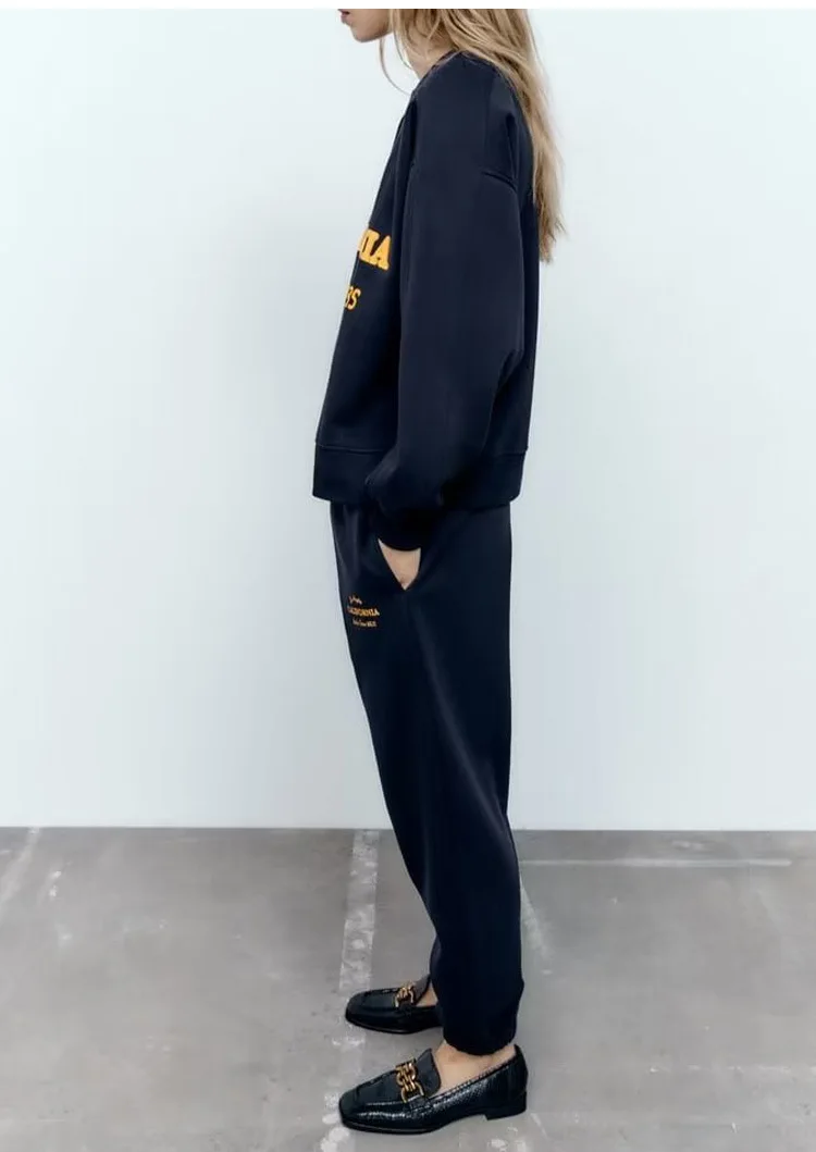 Manufacturers Custom Letter Embroidery Women's Hoodies & Sweatshirts Sweatpants Sweat Suit