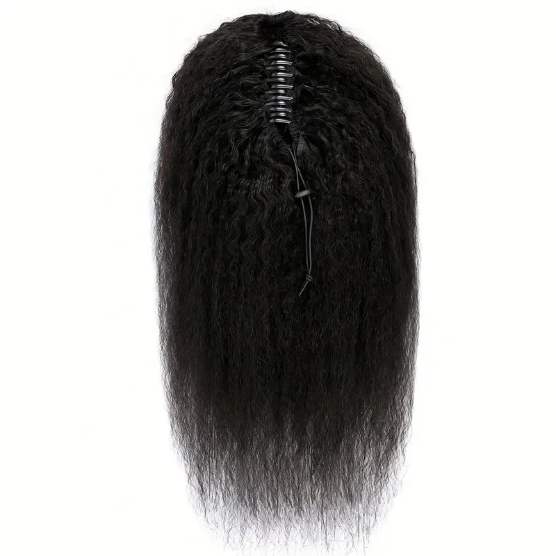 Extensii de coadă de cal cu cleme cu gheare, drepte și crețe, 100% păr uman, cu cleme, extensii de păr Yaki, 10-30 inci, păr Remy natural_voghion.com