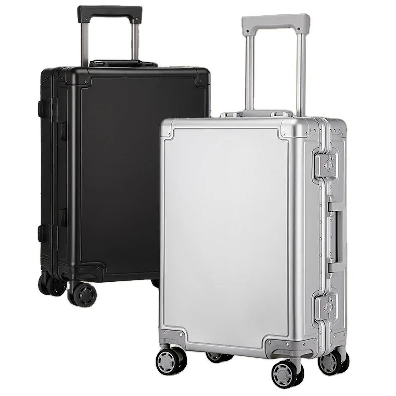 Aluminum Vintage Rolling Suitcases Wheel Luggages Travel Bags