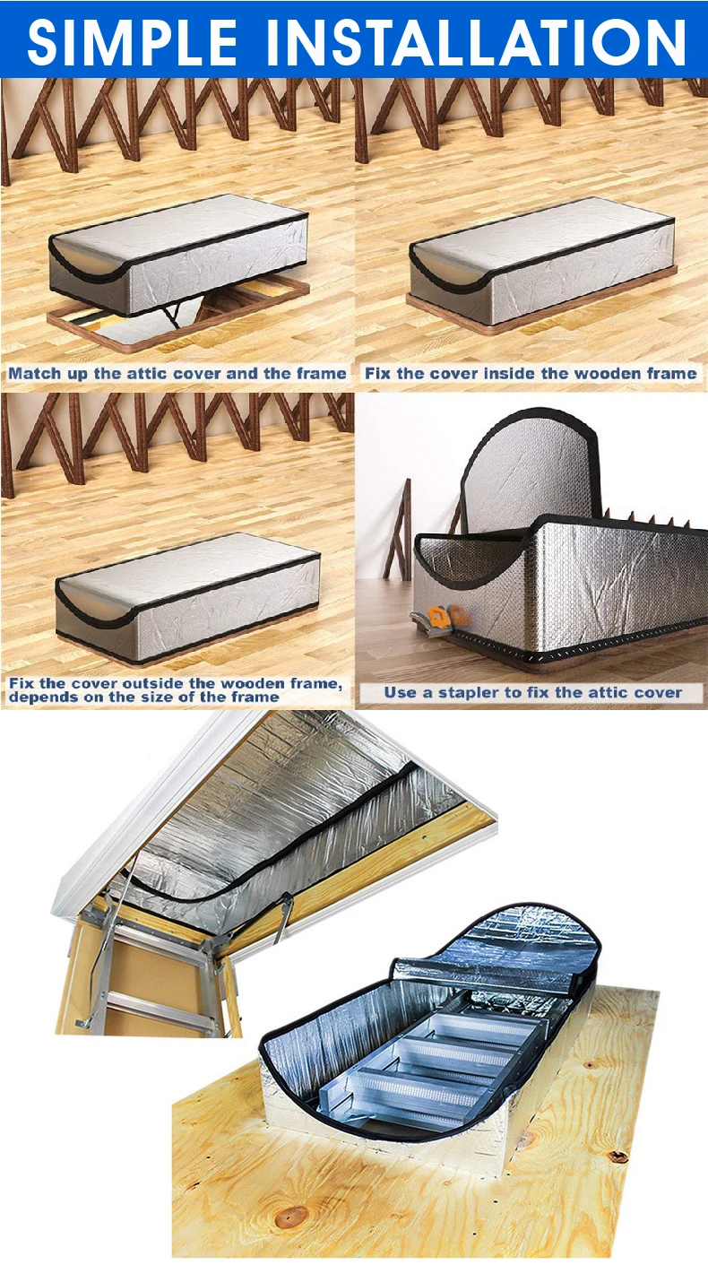 Attic Stairs Insulation Cover With Zipper Insulator Bag Energy Saving