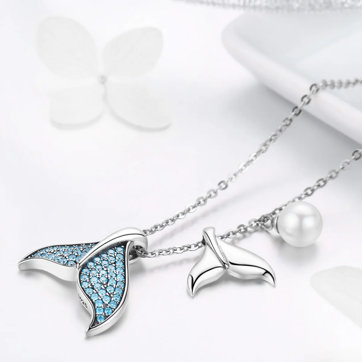 Pendentif Femme En Argent 925 Avec Zircon Et Perle Grise – Élégant Et Raffiné