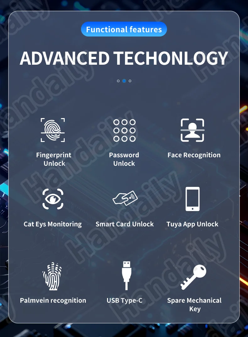 ip 66 waterproof cerradura inteligente tuya face recognition smart door lock palm security digital lock for israel 6068 mortise r90-1