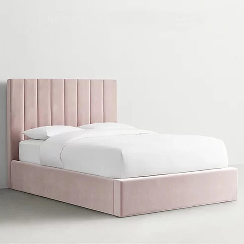 Европейская бархатная мягкая мебель для спальни в простом стиле, двухспальная кровать