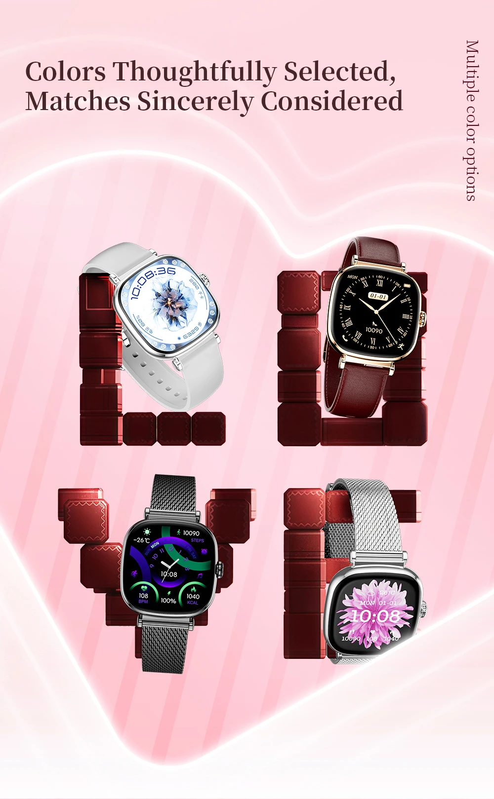 If you are searching for a supplier of a product with perfect quality control and highly competitive prices, which gives you an advantage in expanding your local market, then contact us now!  Competitive suppliers of   Women Health Smartwatch KW269B 1.7inch Amoled Screen BT Call Heart Rate Lady Fashion Smart Watch