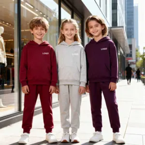 Custom Solid Embroidered Logo French Terry Classic Regular Fit Minimalist Pullover Hoodie with Matching Sweatpants Tracksuit