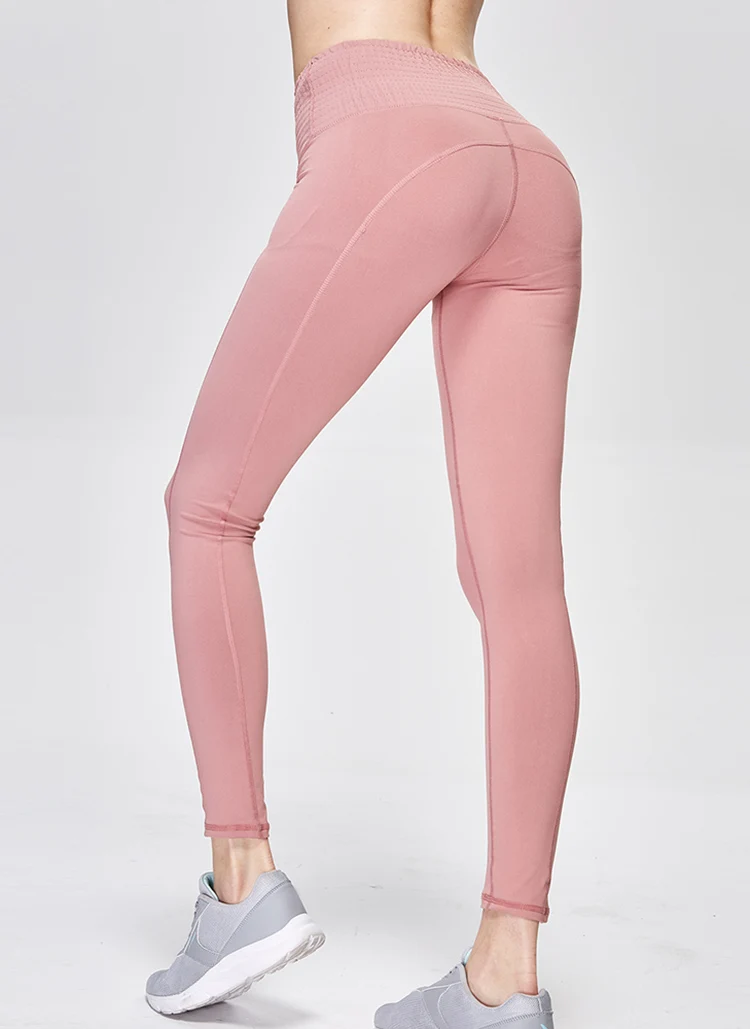 New style Naked sense of high waist 9 points mesh leggings with pocket
