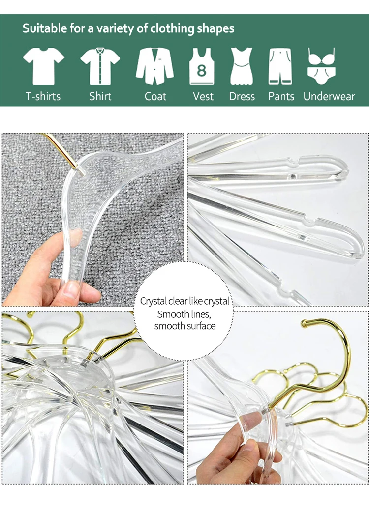 Acrylic Coat Hanger Factory Nonslip Clear Crystal Hanger Acrylic Acrylic Hangers For Clothes