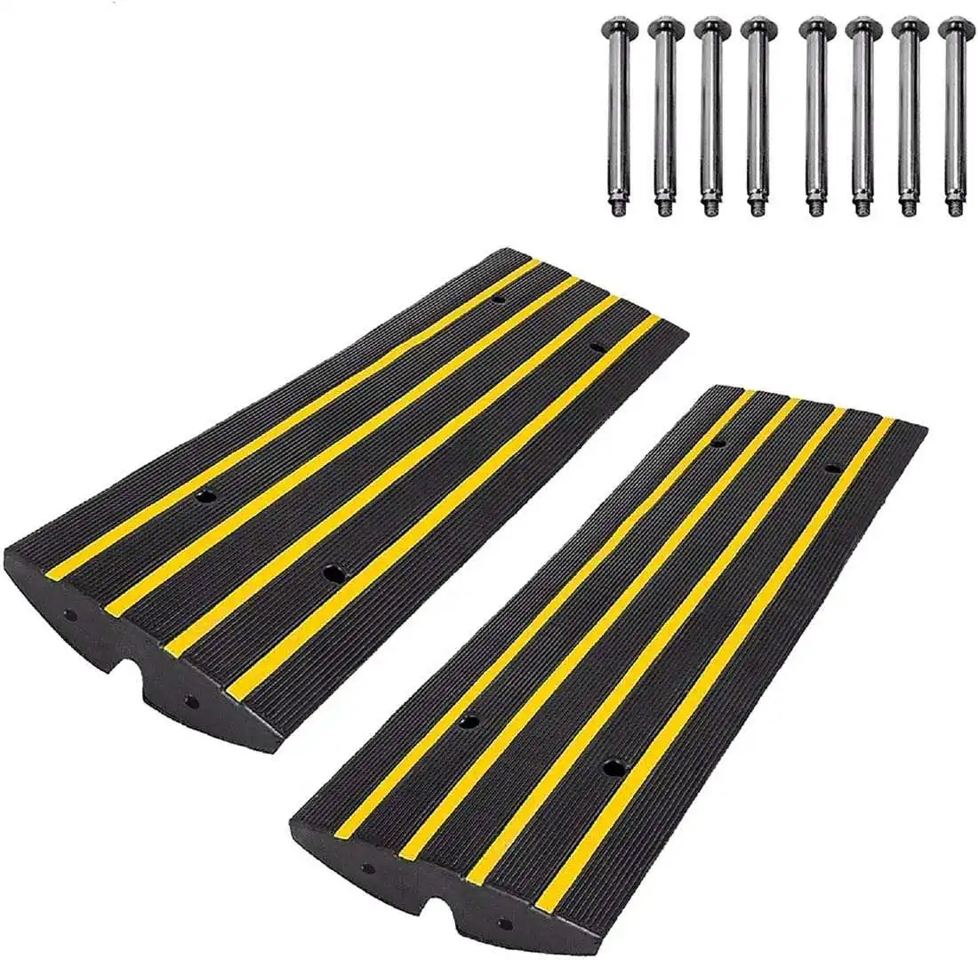 Heavy Duty Rubber Speed Bump Threshold Driveway Curb Ramp for Cars Trucks Scooters Bikes supplier