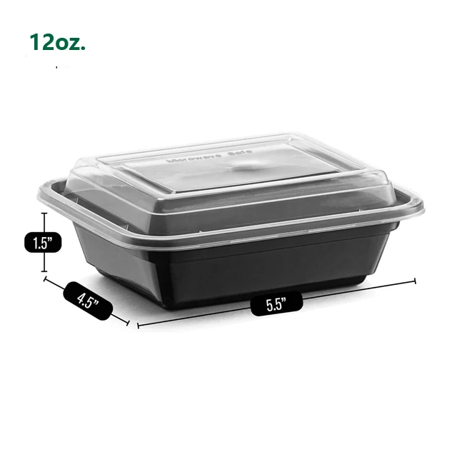 12oz Plastic Food Container Reusable Microwavable Food Storage Meal ...