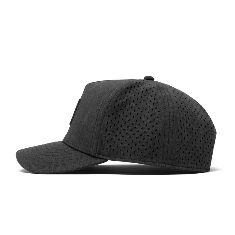 Custom Waterproof Laser Cut Drilled Hole Perforated Hat 5 Panel Nylon ...