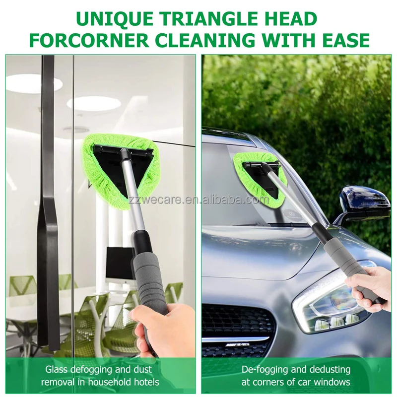 Extendable Handle Washable Reusable Cloth Microfiber Car Window Cleaning Tool Windshield Cleaner Kit